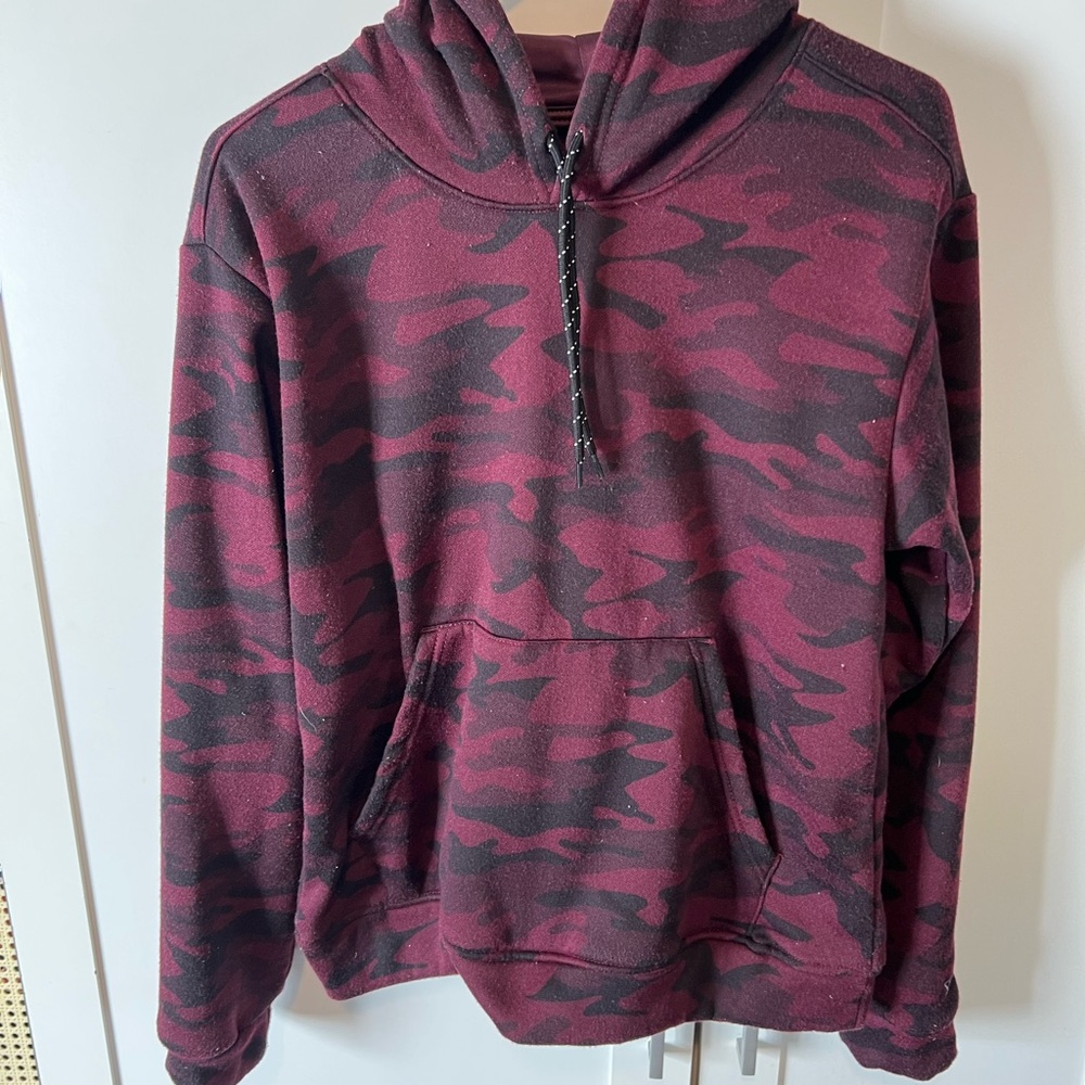 Men's Camouflage Hoodie - Red and Black. Size small.
